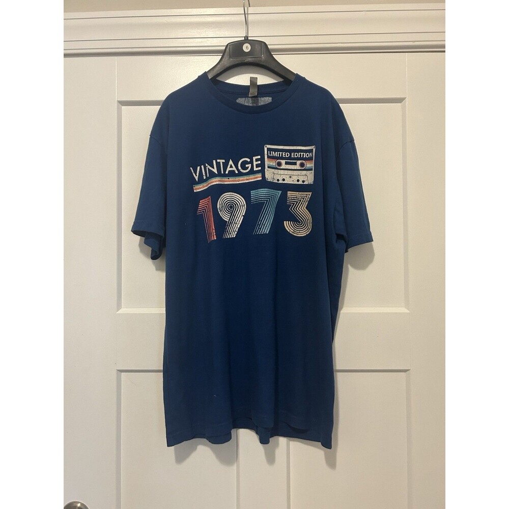 Vintage 1973 Limited Edition T-Shirt Navy Blue Unisex Size XL Boomers Graphic T